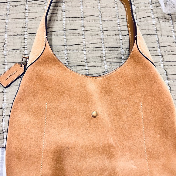 Coach Brooklyn 28 Tan Suede Hobo Bag - Picture 2 of 4